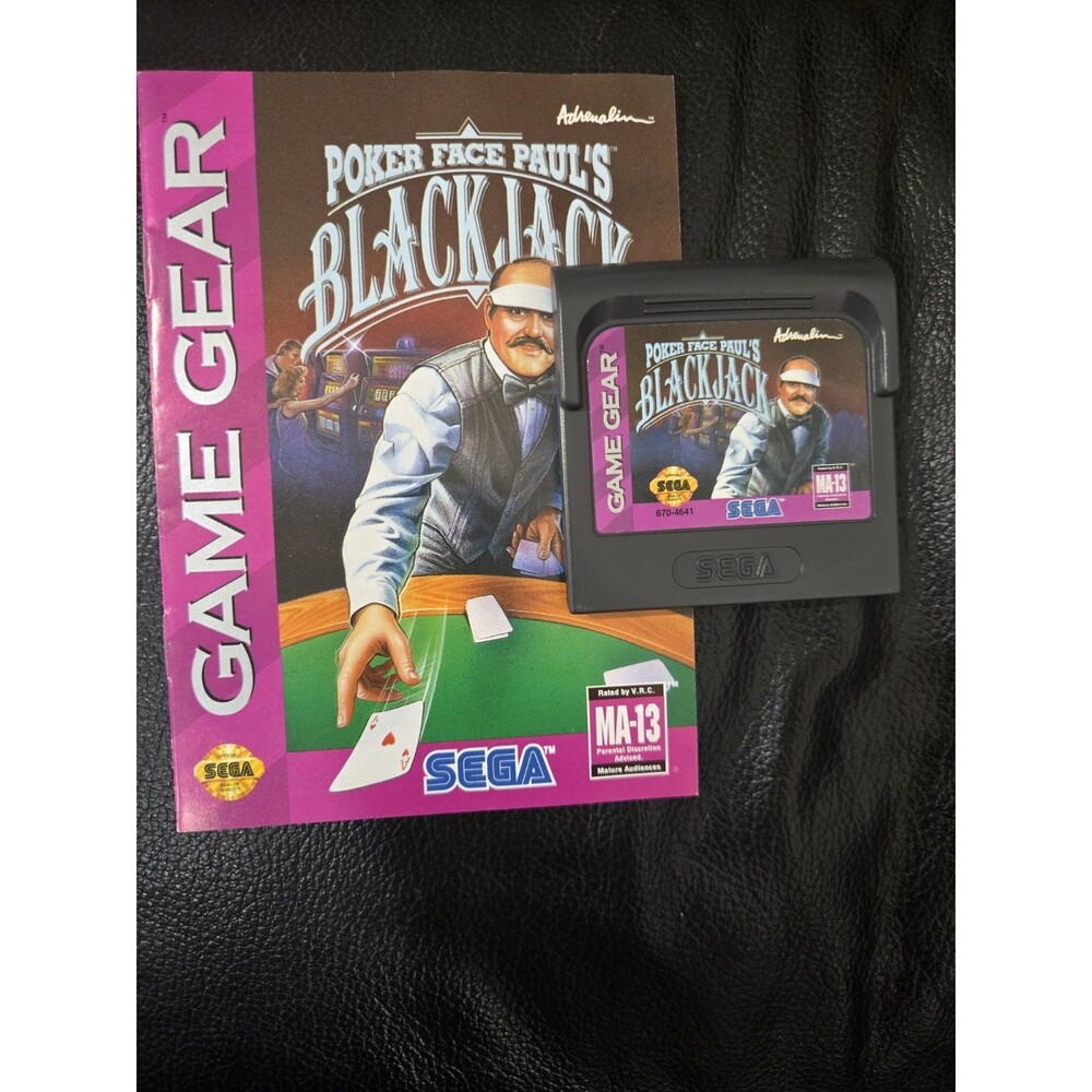 Poker Face Paul's Blackjack Sega Game Gear Cartridge Manual Included